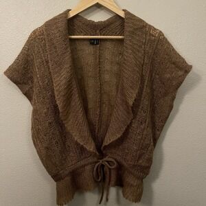 VTG Specialty House Dainty Open Knit Cardigan Brown Feminine Forrest Fairy Sz M